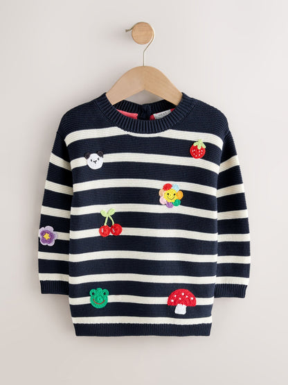 Navy Stripe Character Jumper Dress (3mths-7yrs) image 6