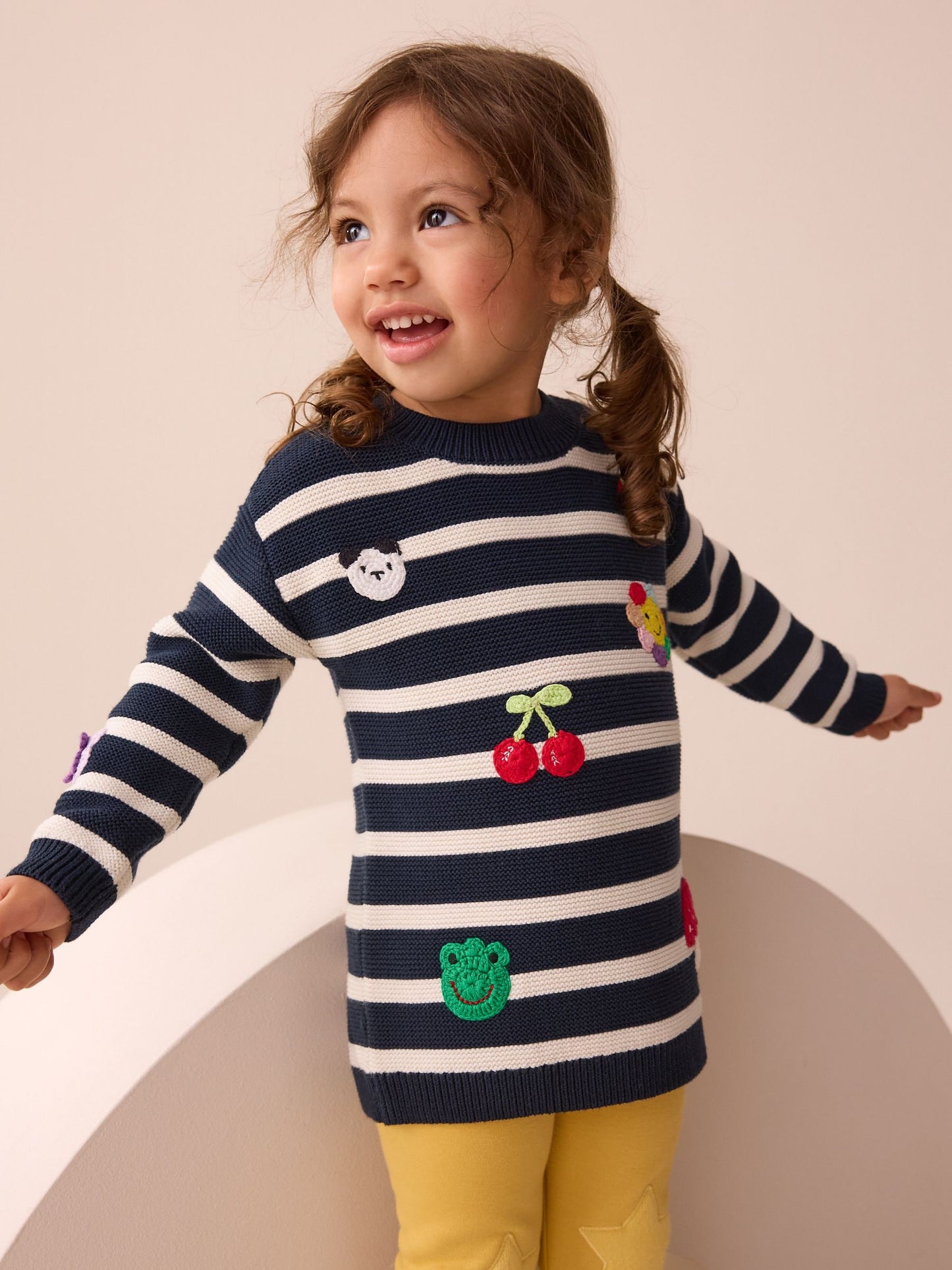 Navy Stripe Character Jumper Dress (3mths-7yrs) image 1