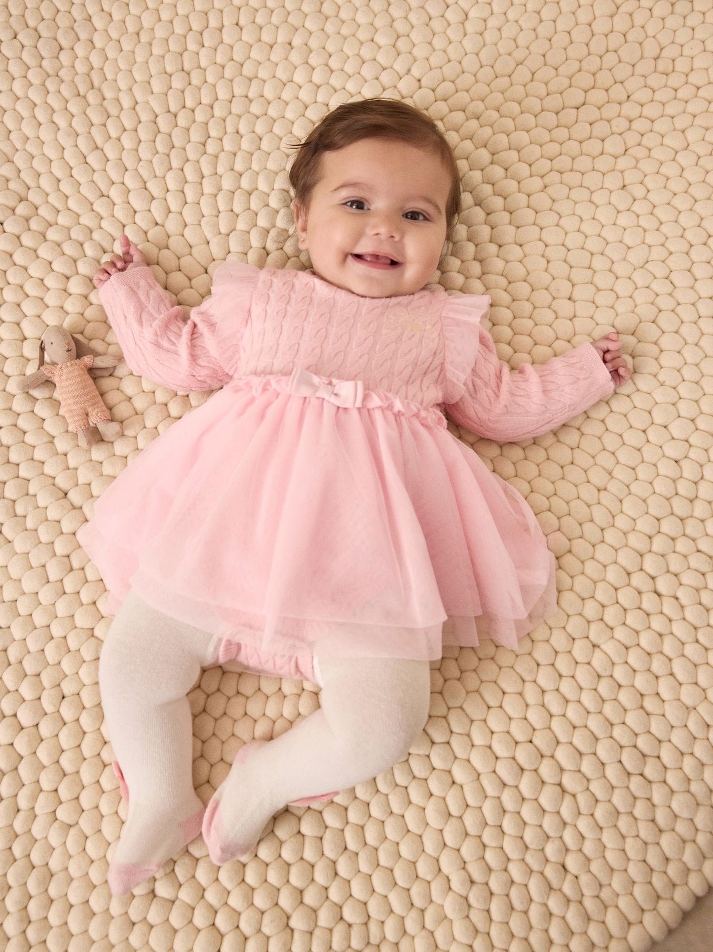 Baker by Ted Baker 2 Piece Pink Knitted Mesh Dresses & Tights Set image 1