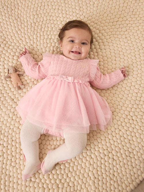 Baker by Ted Baker 2 Piece Pink Knitted Mesh Dresses & Tights Set image 1