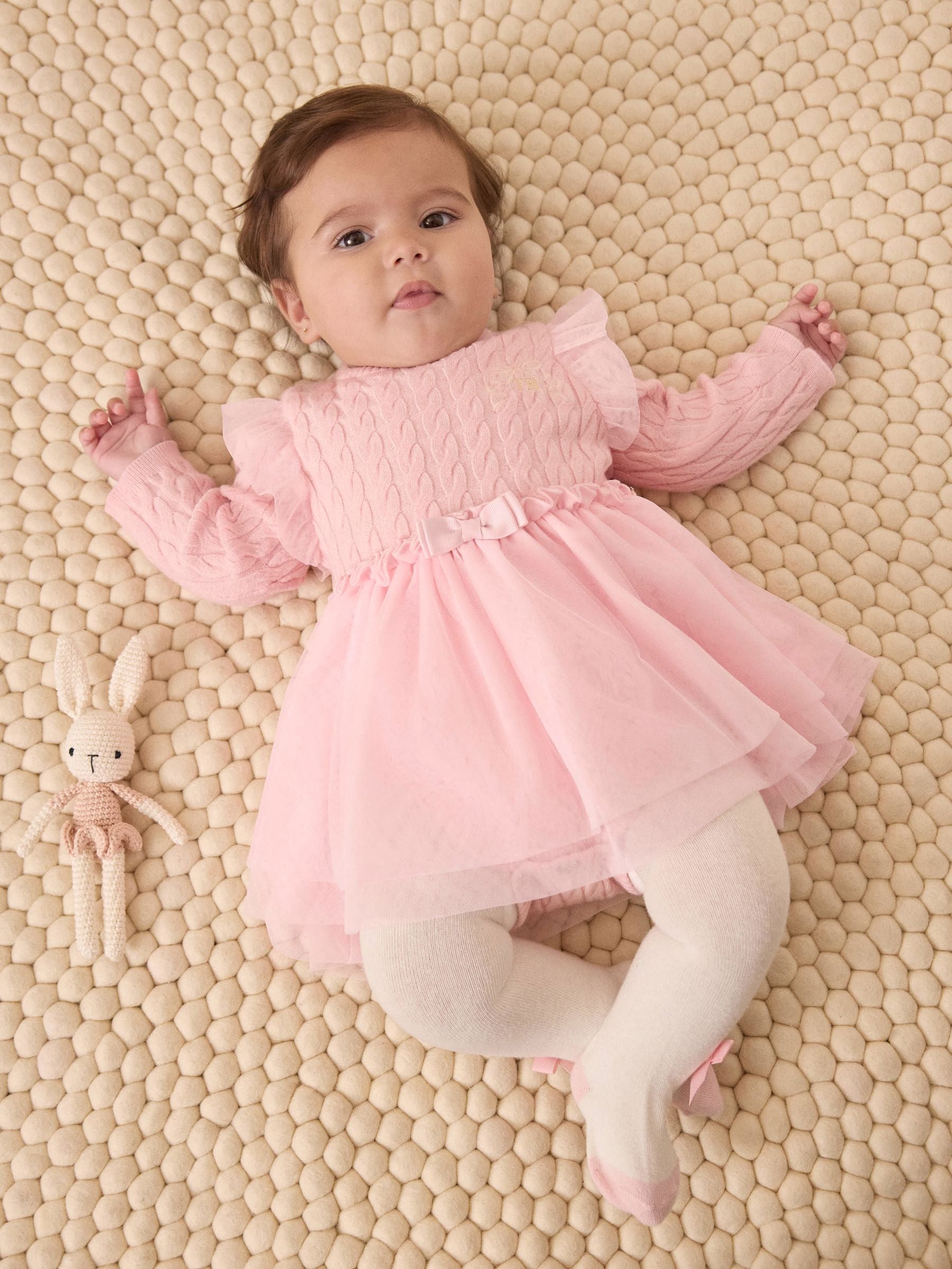 Baker by Ted Baker 2 Piece Pink Knitted Mesh Dresses & Tights Set image 4