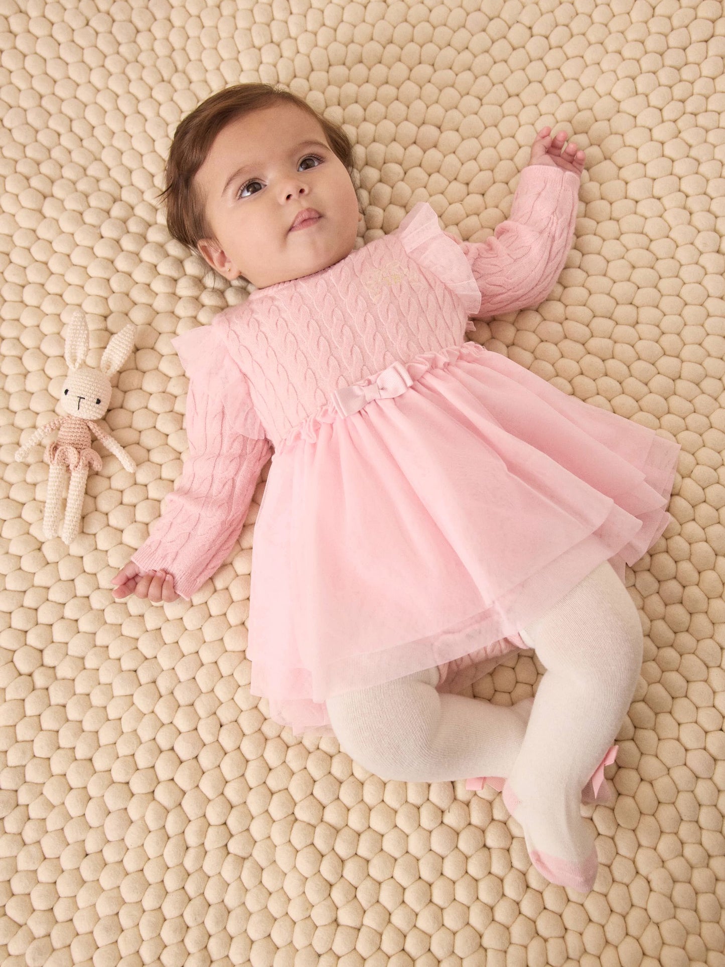 Baker by Ted Baker 2 Piece Pink Knitted Mesh Dresses & Tights Set image 5