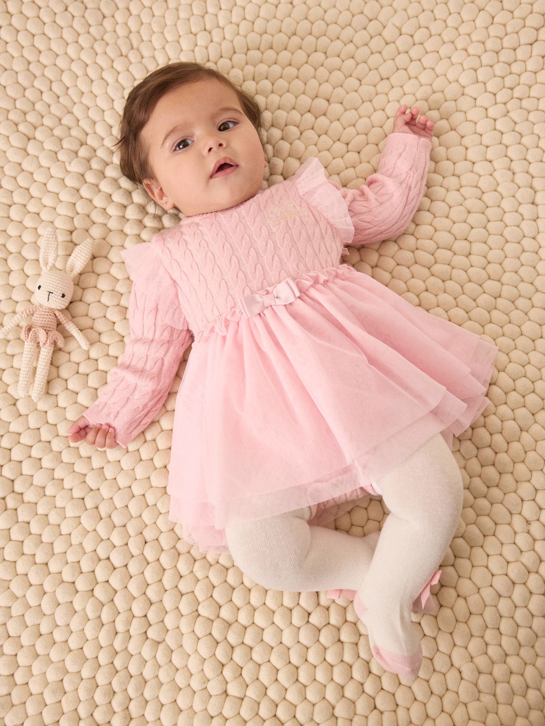 Baker by Ted Baker 2 Piece Pink Knitted Mesh Dresses & Tights Set image 6