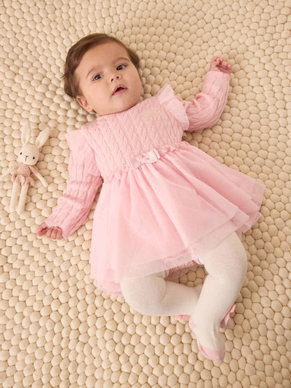 Baker by Ted Baker 2 Piece Pink Knitted Mesh Dresses & Tights Set image 6