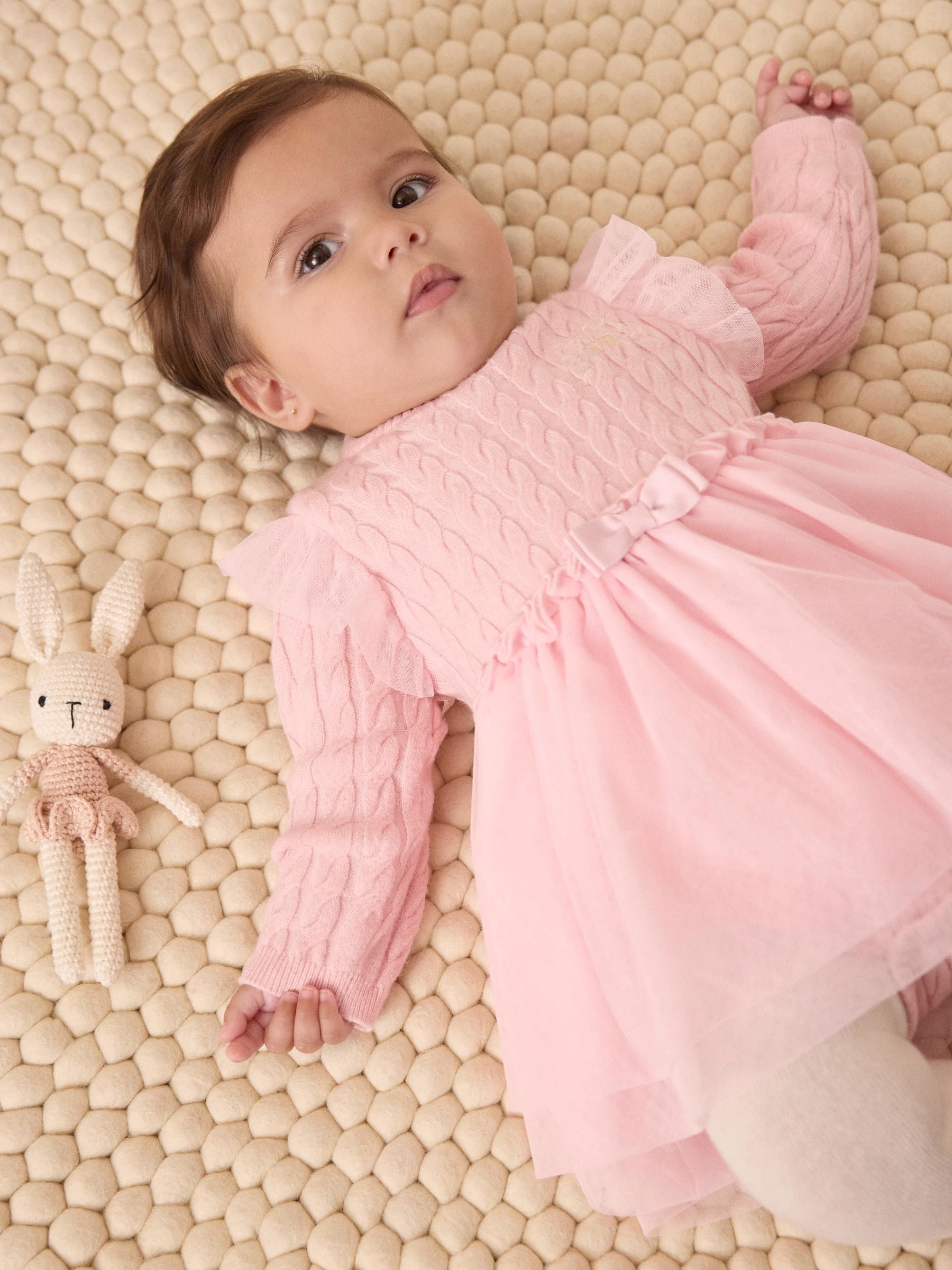Baker by Ted Baker 2 Piece Pink Knitted Mesh Dresses & Tights Set image 7