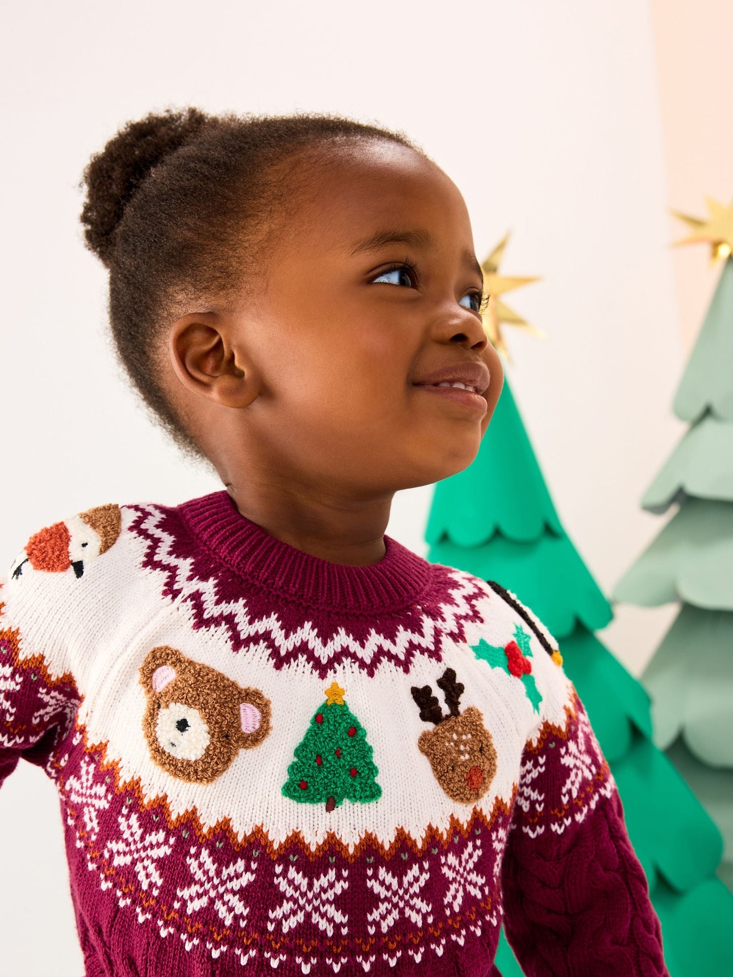 Plum Christmas Fairisle Pattern Character Jumper Dress (3mths-10yrs)