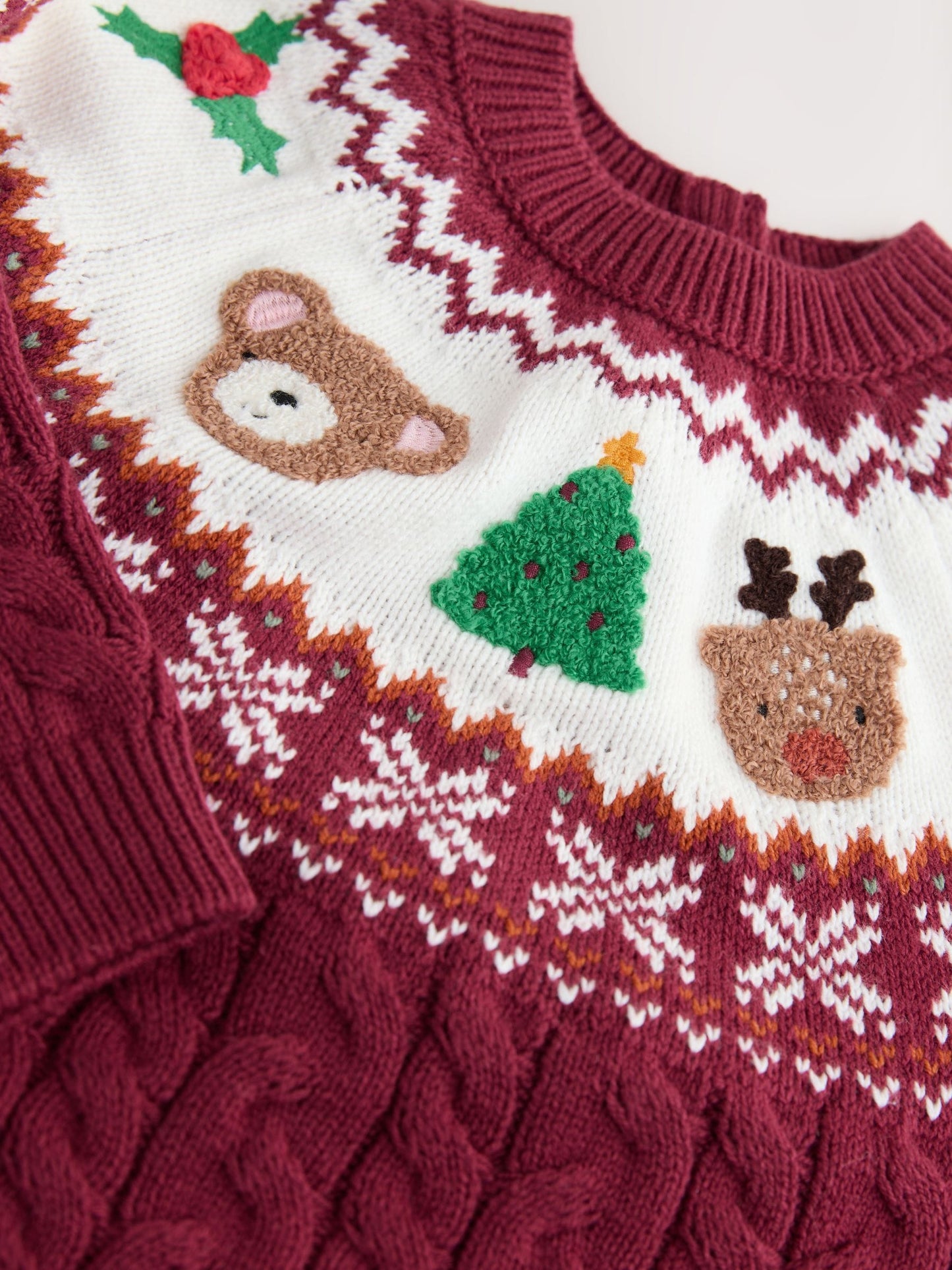 Plum Christmas Fairisle Pattern Character Jumper Dress (3mths-10yrs)