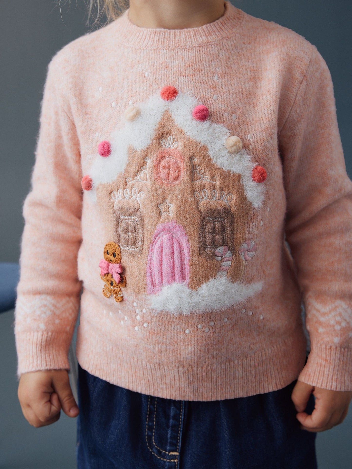 Pink Christmas Gingerbread House Jumper (3mths-7yrs)