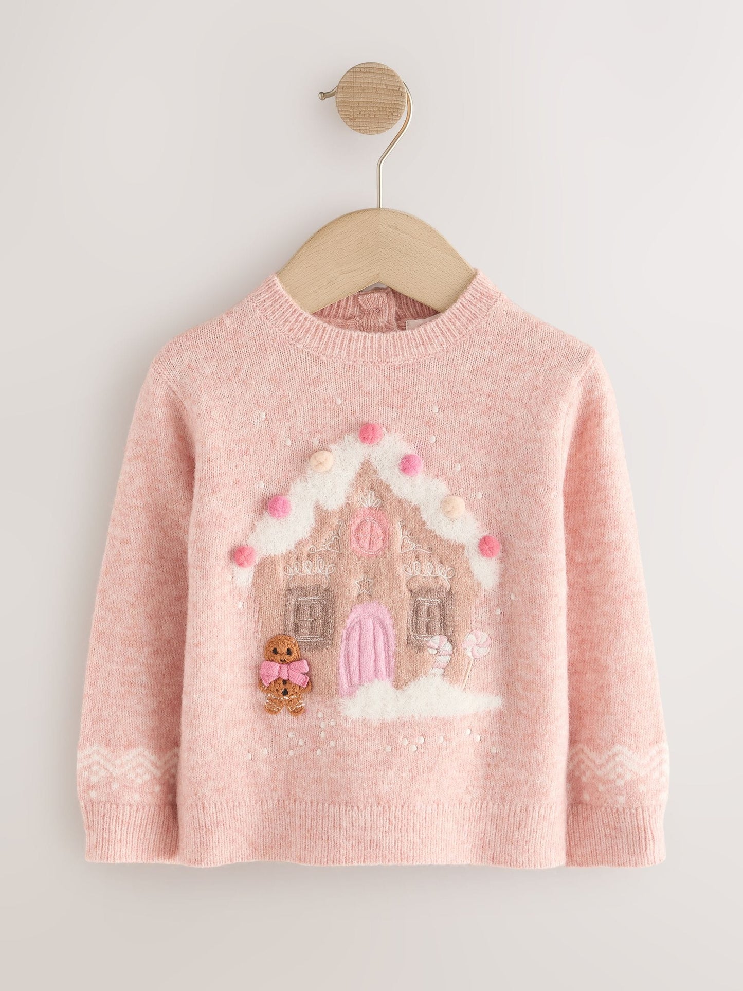 Pink Christmas Gingerbread House Jumper (3mths-7yrs)