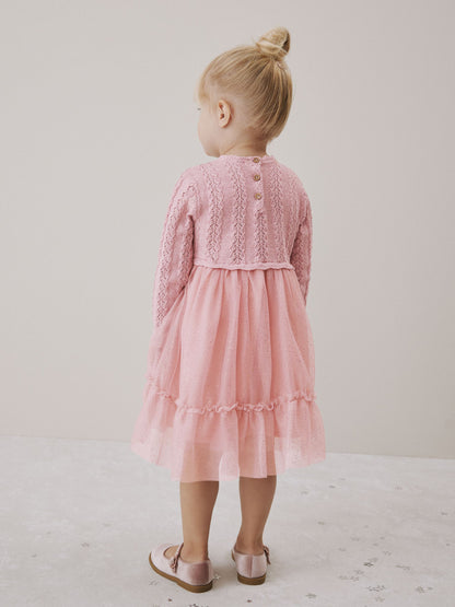 Pink Knitted Occasion Dress (3mths-10yrs) image 3