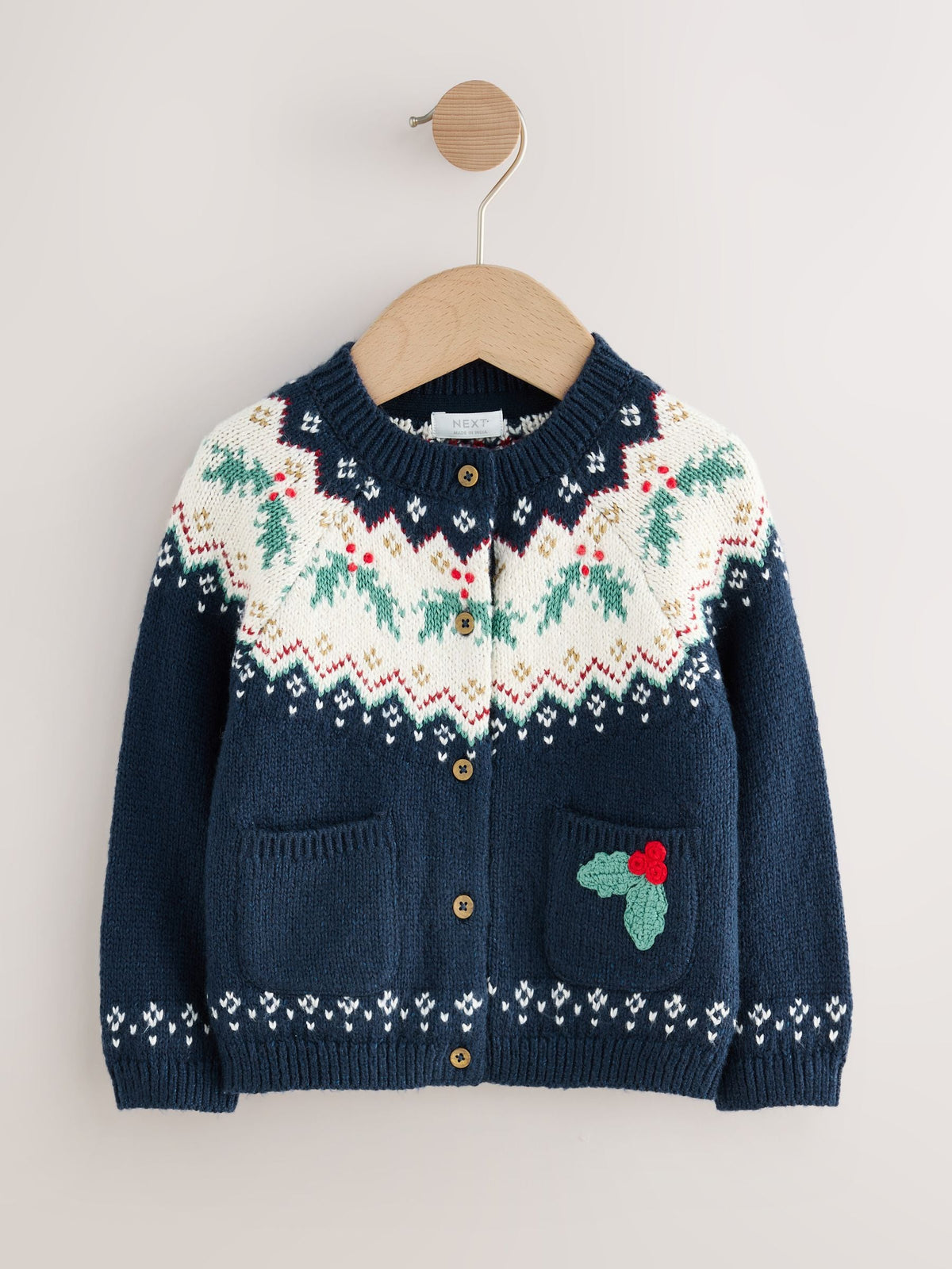 Navy Holly Jolly Christmas Cardigan (3mths-10yrs) - image 1