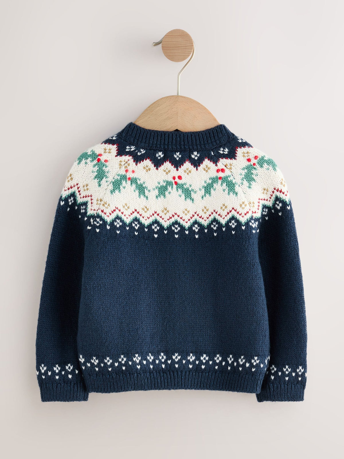 Navy Holly Jolly Christmas Cardigan (3mths-10yrs) - image 2