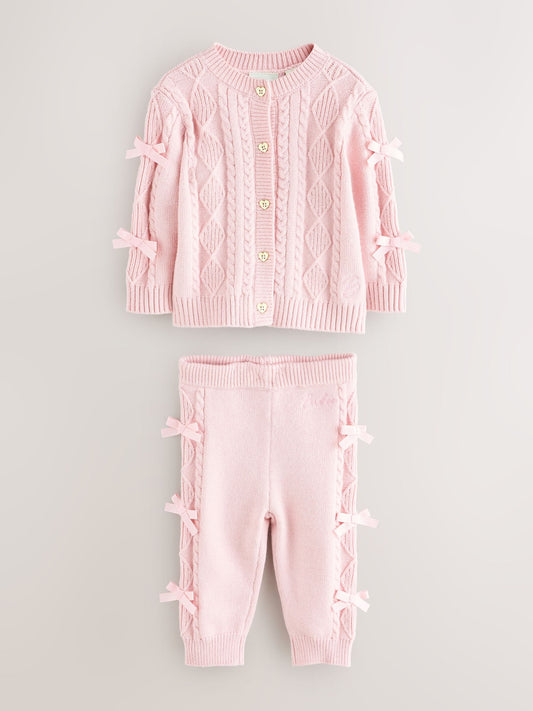 Baker by Ted Baker 2 Piece Bow Knitted Cardigan & Leggings Set image 1
