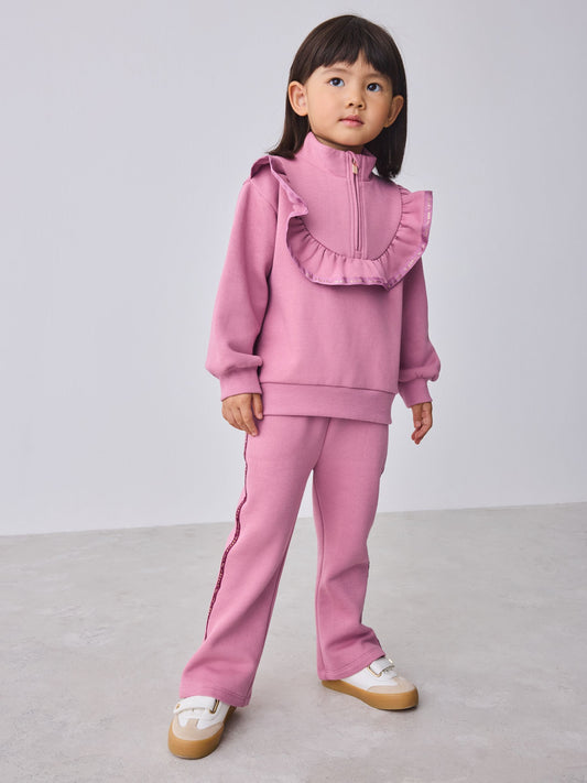 Baker by Ted Baker Dusky Pink 2 Piece Ruffle Collar Sweatshirt and Flare Set image 1