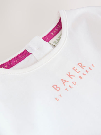 Baker by Ted Baker 2 Piece Red Bow T-Shirts & Velvet Leggings Set image 3