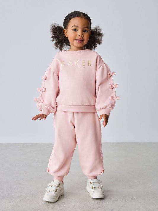 Baker by Ted Baker Blue 2 Piece Side Bow Detail Sweat & Joggers Set image 1
