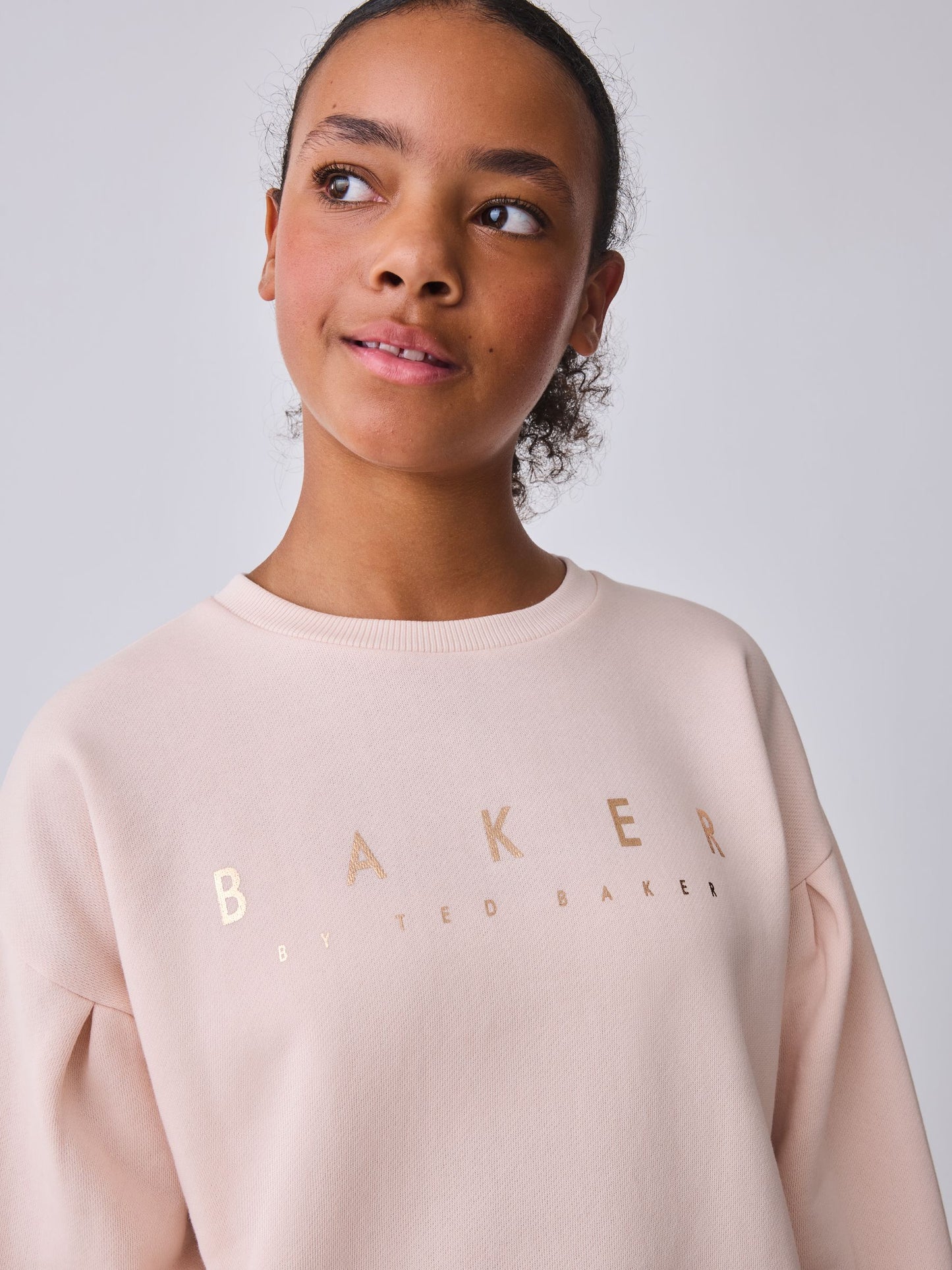 Baker by Ted Baker Pink 2 Piece Metallic Side Graphic Sweat & Wide Leg Joggers Set image 5