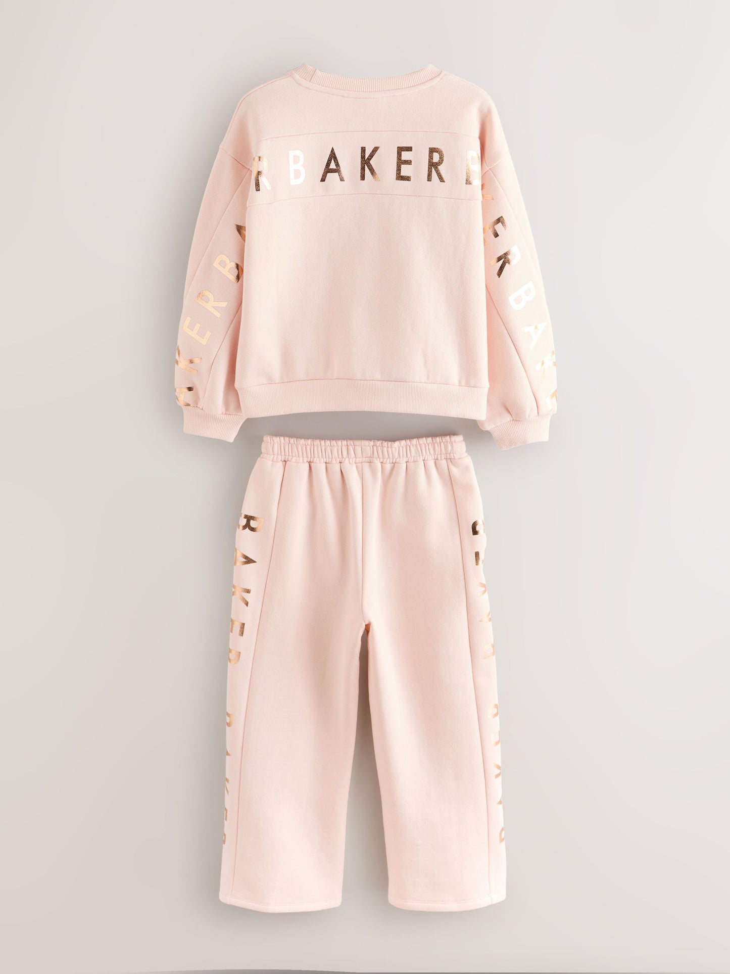 Baker by Ted Baker Pink 2 Piece Metallic Side Graphic Sweat & Wide Leg Joggers Set image 9