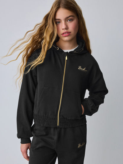 Baker by Ted Baker 3 Piece Zip-Thru Black Hoodies T-Shirts & Wide Leg Joggers Set