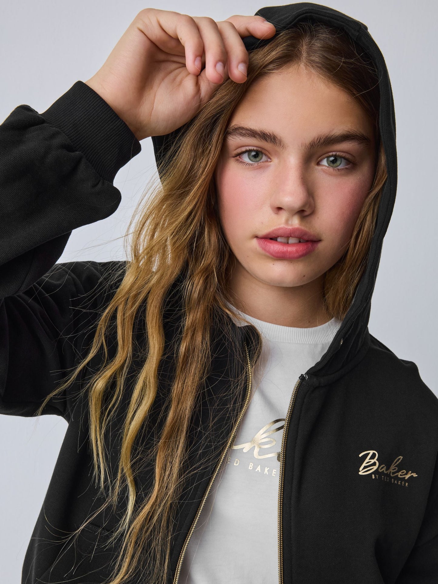 Baker by Ted Baker 3 Piece Zip-Thru Black Hoodies T-Shirts & Wide Leg Joggers Set