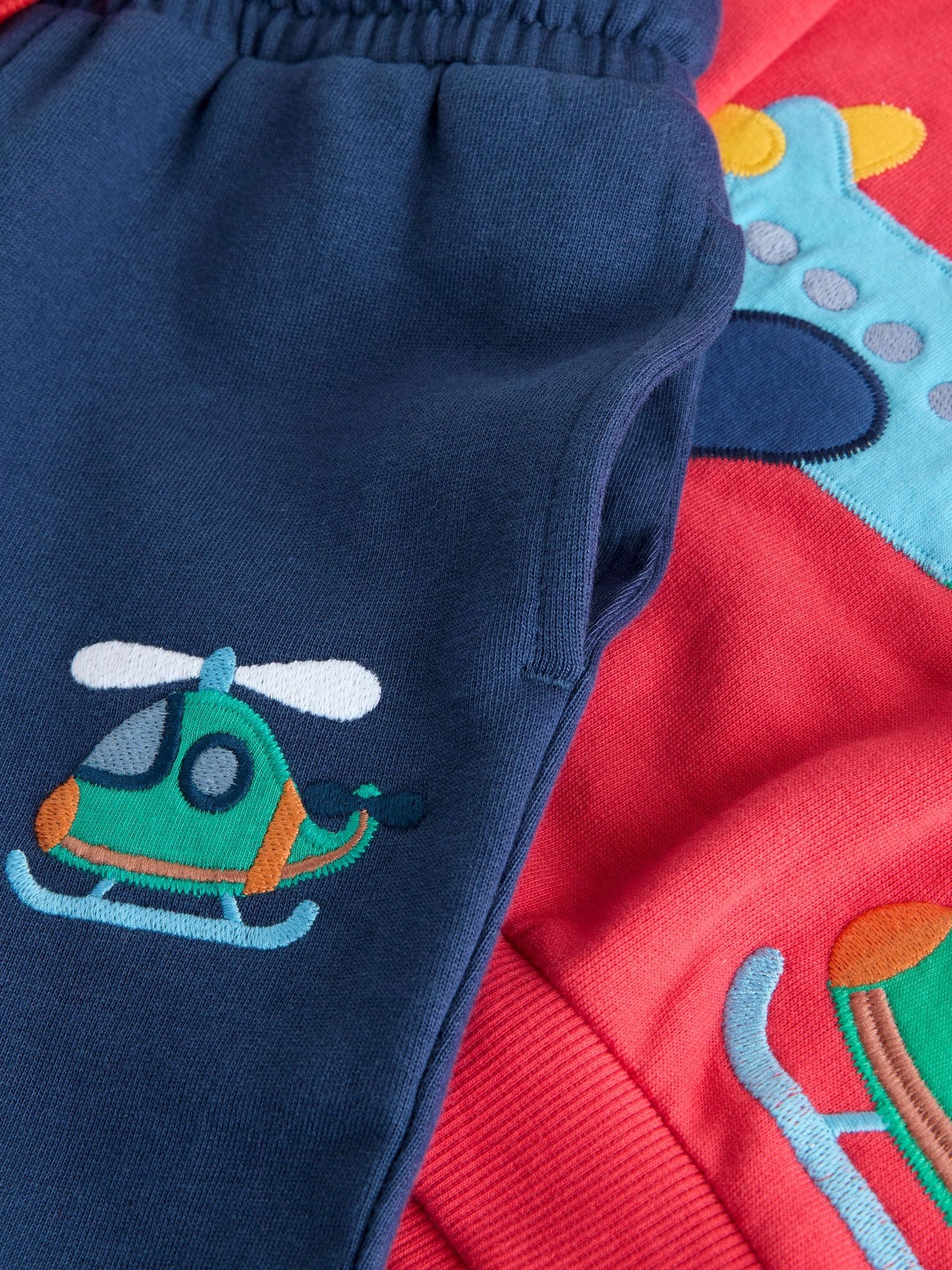 Red/Navy Blue Appliqué Transport Hoodie And Joggers Set (3mths-7yrs)