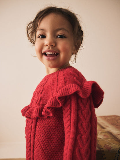 Red Cable Knitted Jumper (3mths-7yrs)