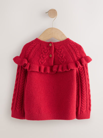 Red Cable Knitted Jumper (3mths-7yrs)
