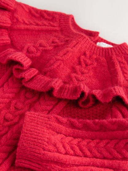 Red Cable Knitted Jumper (3mths-7yrs)