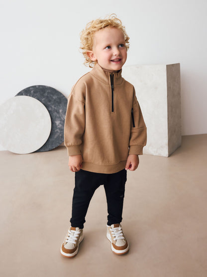 Tan Brown Half Zip Top and Joggers Set (3mths-7yrs) image 1