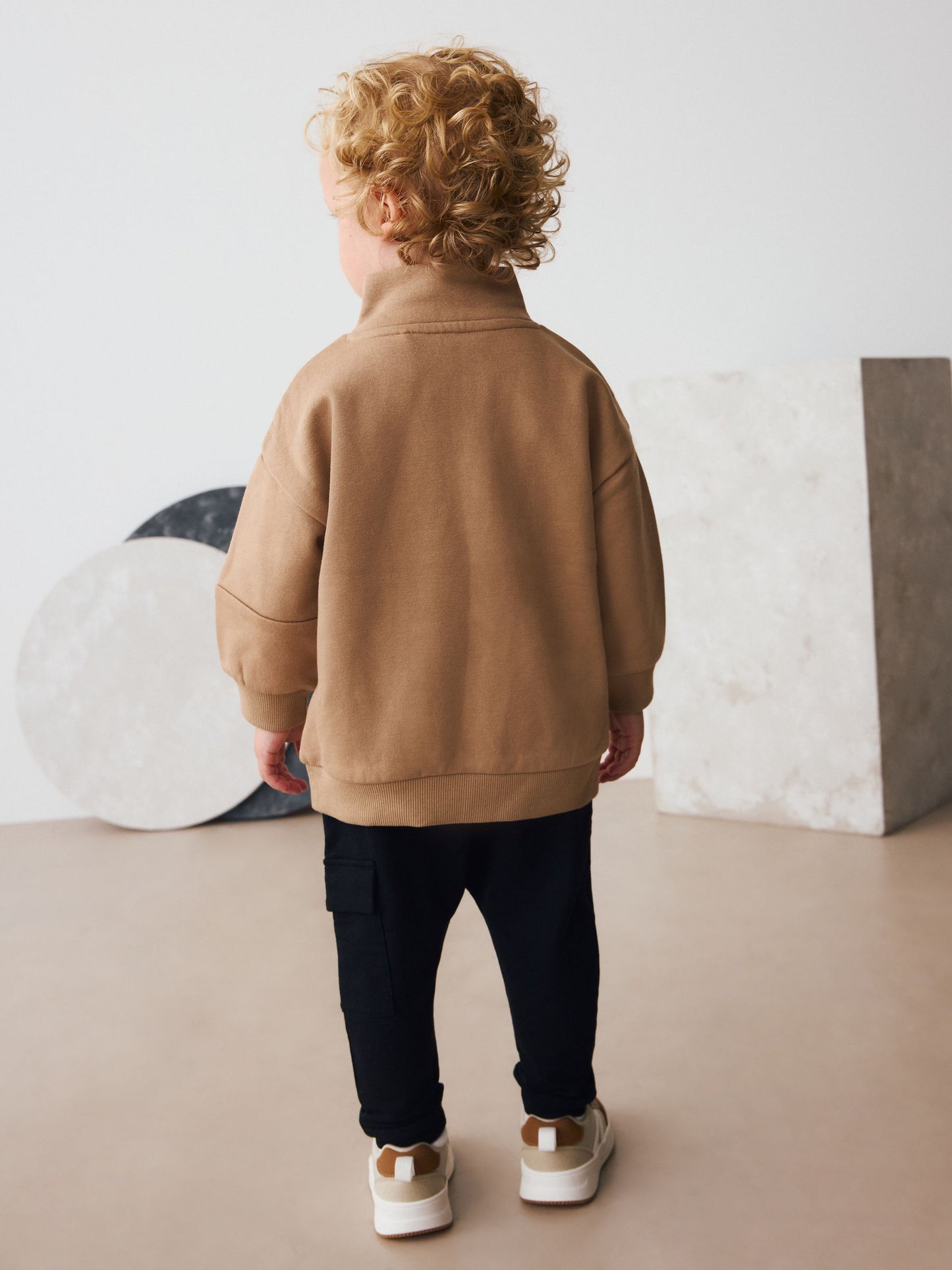 Tan Brown Half Zip Top and Joggers Set (3mths-7yrs) image 3