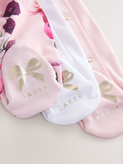 Baker by Ted Baker Pink Cotton Printed Sleepsuits 3 Pack - image 10