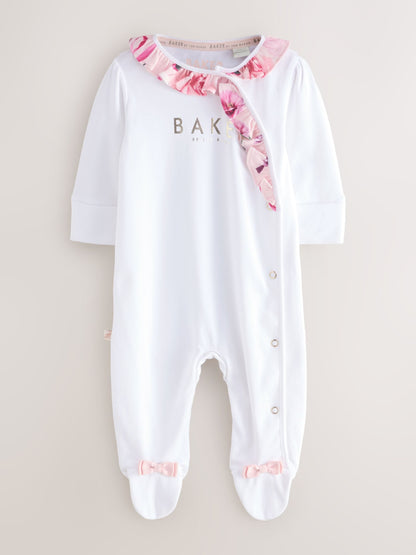 Baker by Ted Baker Pink Cotton Printed Sleepsuits 3 Pack - image 4