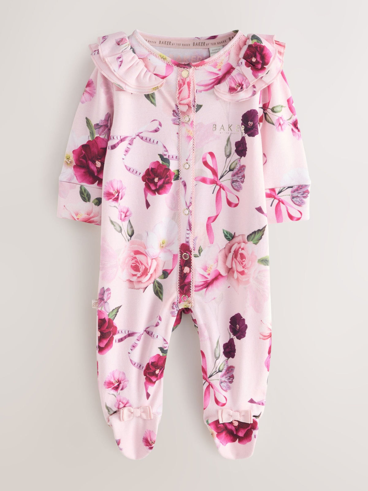 Baker by Ted Baker Pink Cotton Printed Sleepsuits 3 Pack - image 5