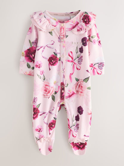 Baker by Ted Baker Pink Cotton Printed Sleepsuits 3 Pack - image 5