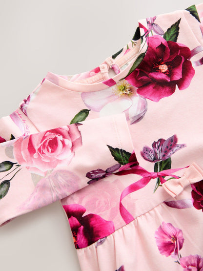 Baker by Ted Baker Pink Ruffle Hem Floral Jersey Dress image 3