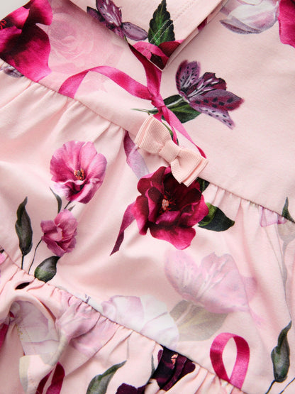 Baker by Ted Baker Pink Ruffle Hem Floral Jersey Dress image 4