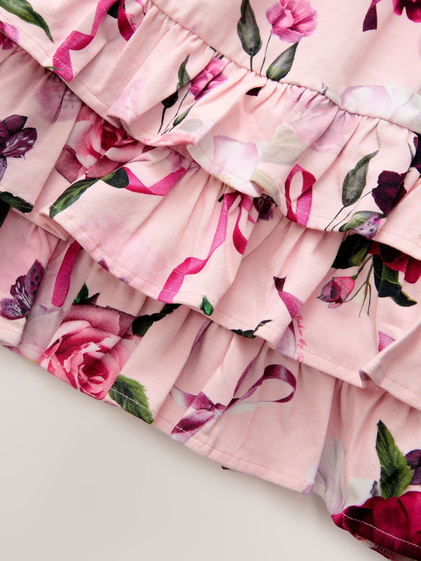 Baker by Ted Baker Pink Ruffle Hem Floral Jersey Dress image 5