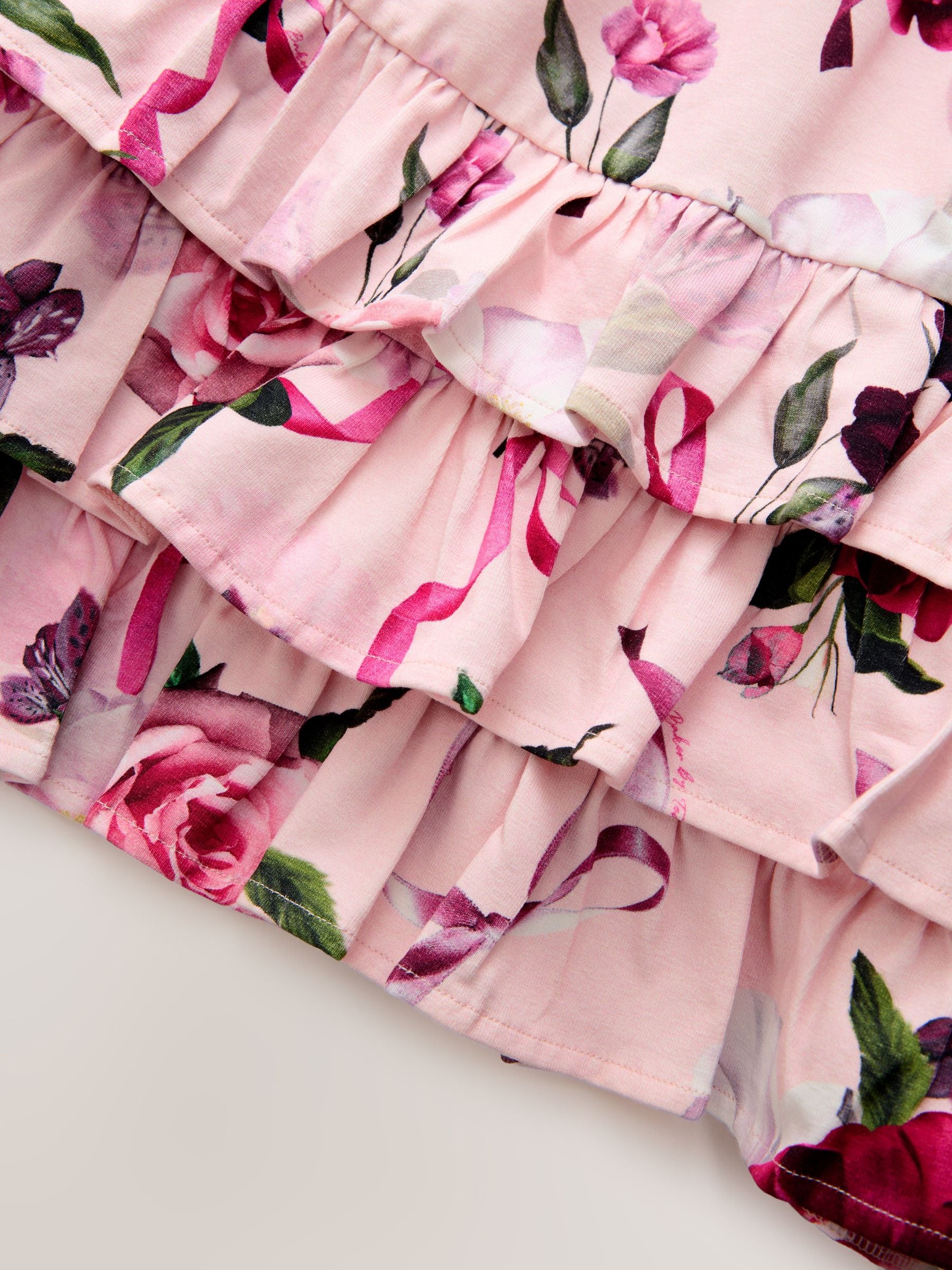 Baker by Ted Baker Pink Ruffle Hem Floral Jersey Dress image 5