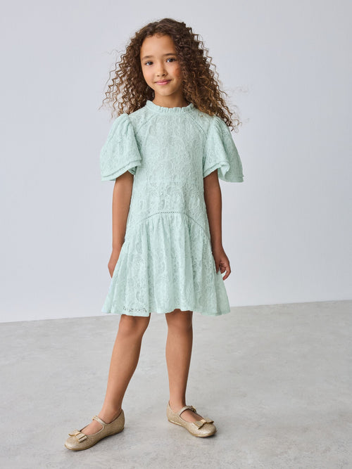 Baker by Ted Baker Red Sequin Lace Angel Sleeve Dress image 1