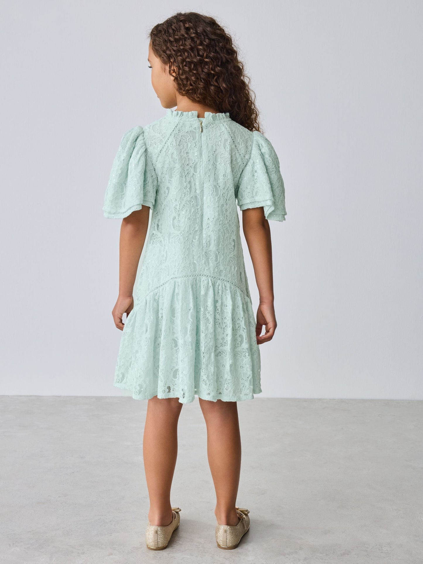 Baker by Ted Baker Red Sequin Lace Angel Sleeve Dress image 3