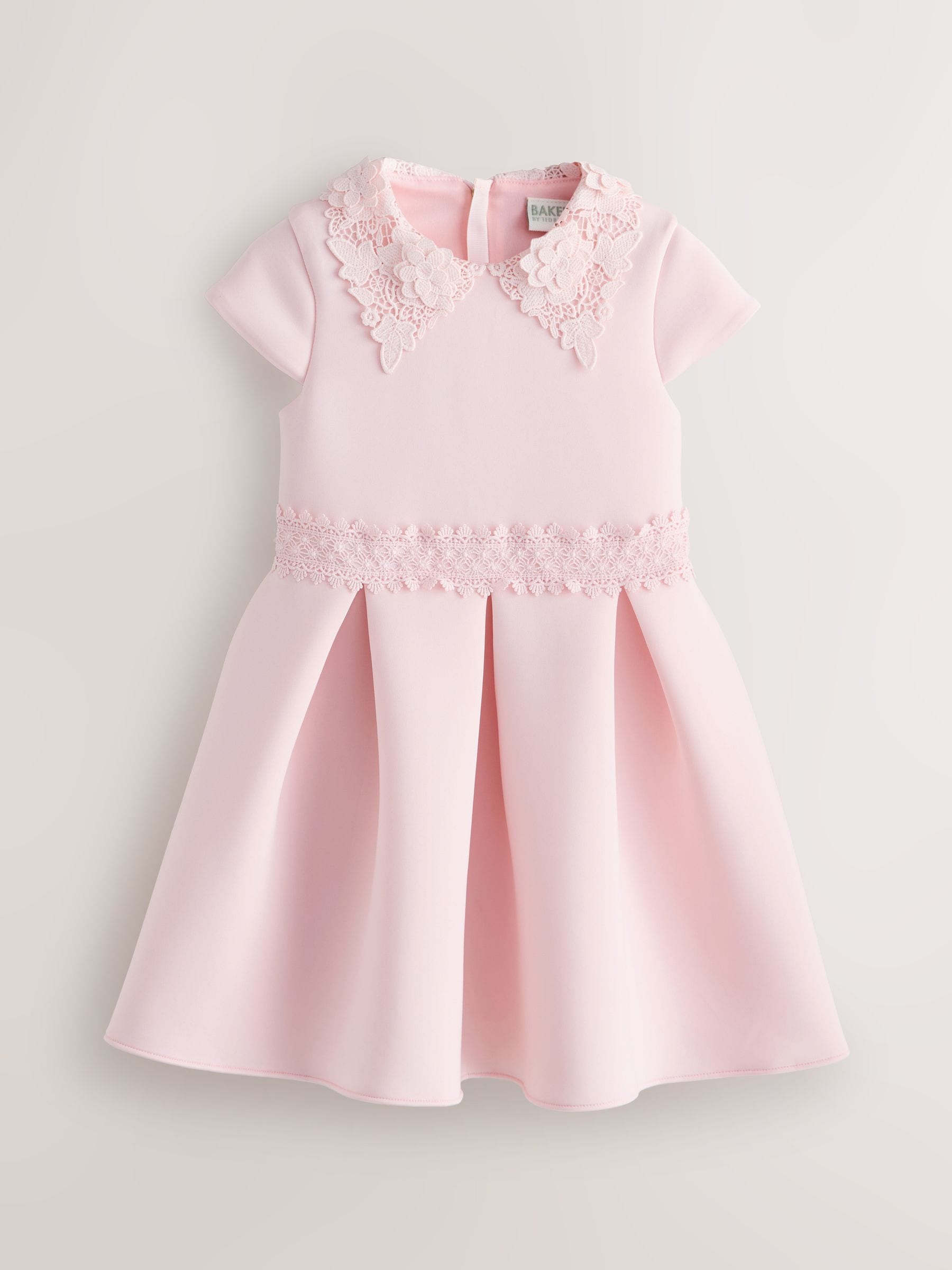 Baker by Ted Baker Pink Lace Collared Scuba Dress image 7