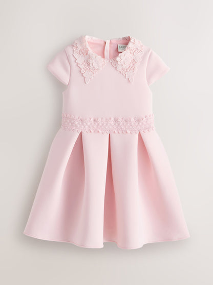 Baker by Ted Baker Pink Lace Collared Scuba Dress image 7