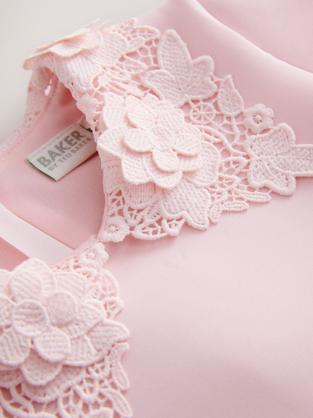 Dsiney Kidz - Baker by Ted Baker Pink Lace Collared Scuba Dress image 9