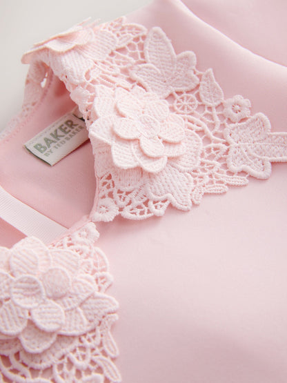 Baker by Ted Baker Pink Lace Collared Scuba Dress image 9