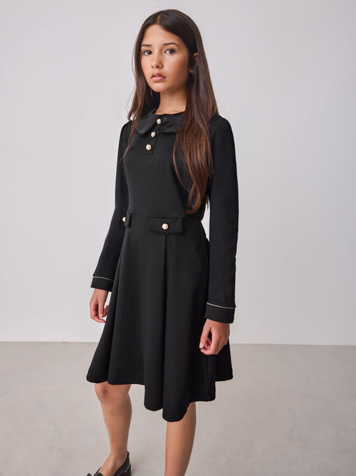 Baker by Ted Baker Satin Collared Ponte Black Dress image 1