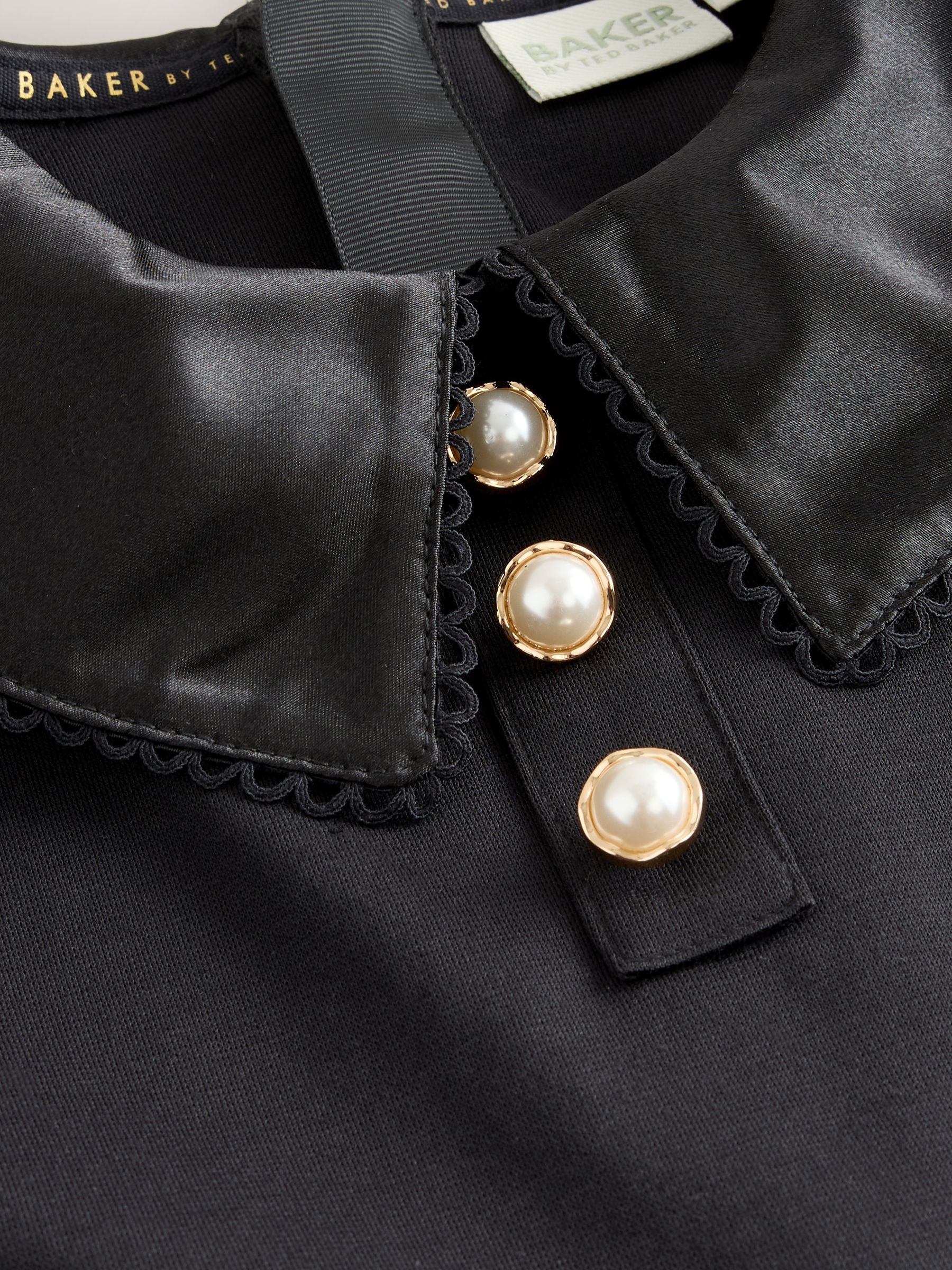 Baker by Ted Baker Satin Collared Ponte Black Dress image 10