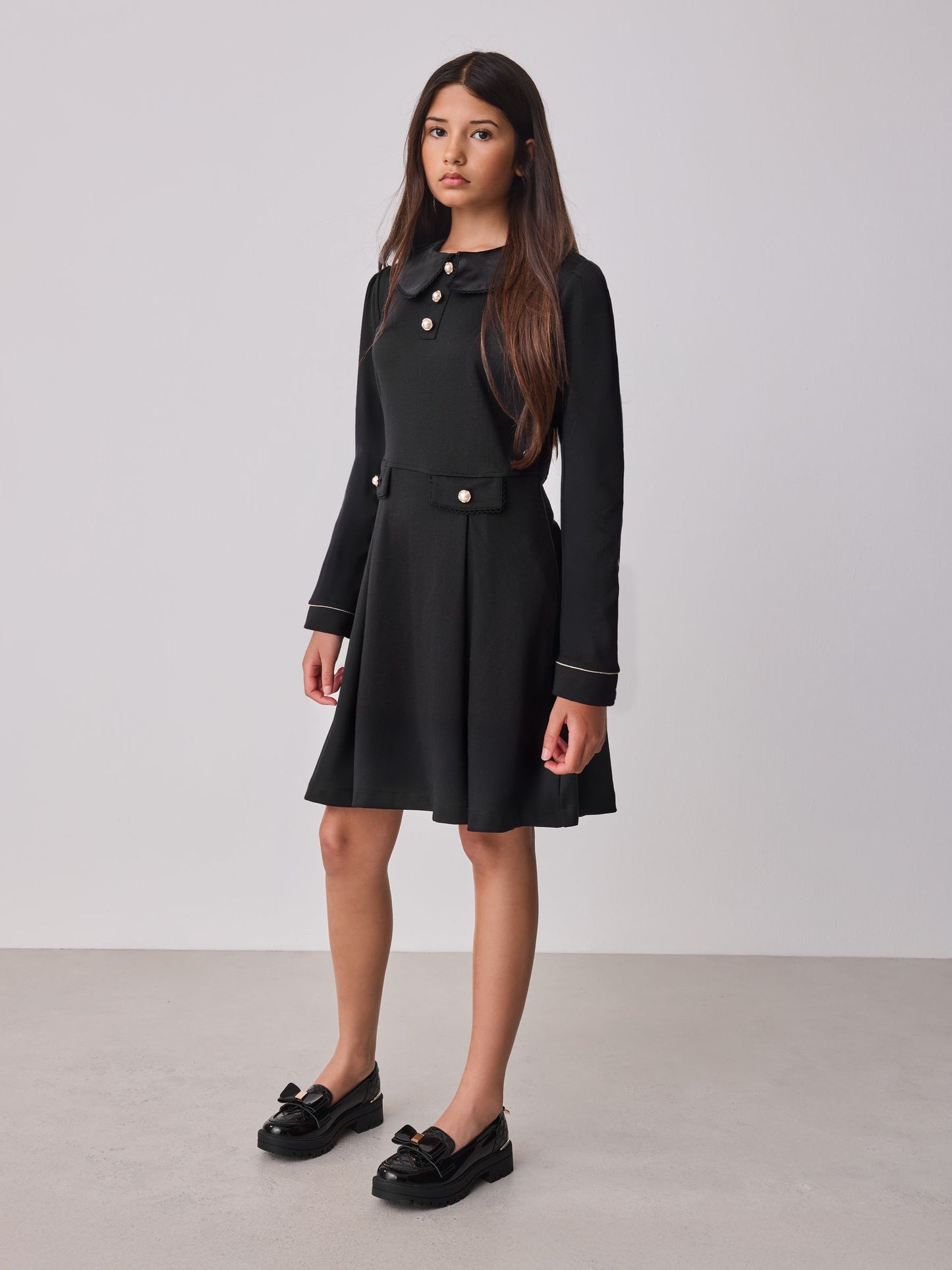 Baker by Ted Baker Satin Collared Ponte Black Dress image 3