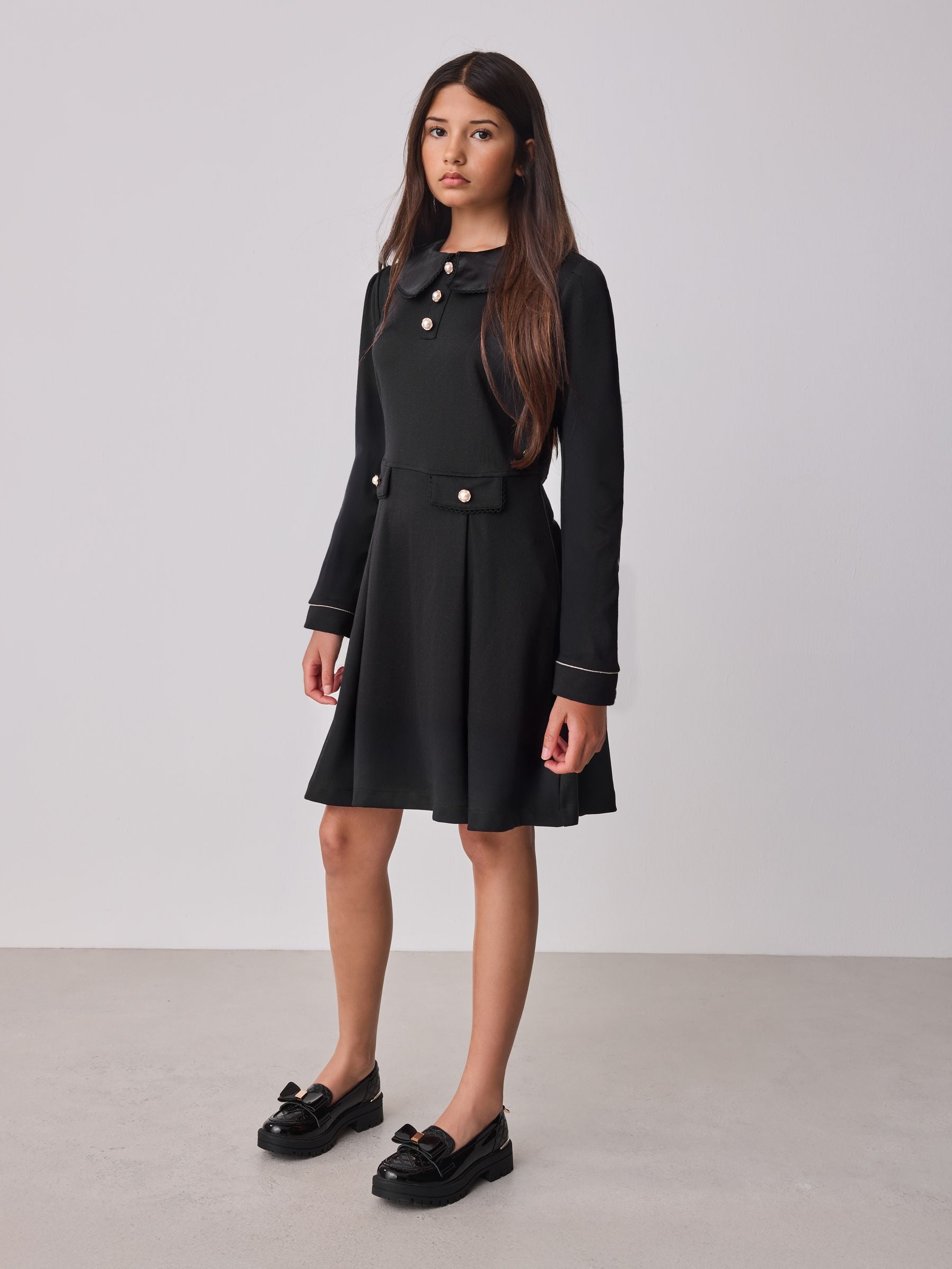 Baker by Ted Baker Satin Collared Ponte Black Dress image 3
