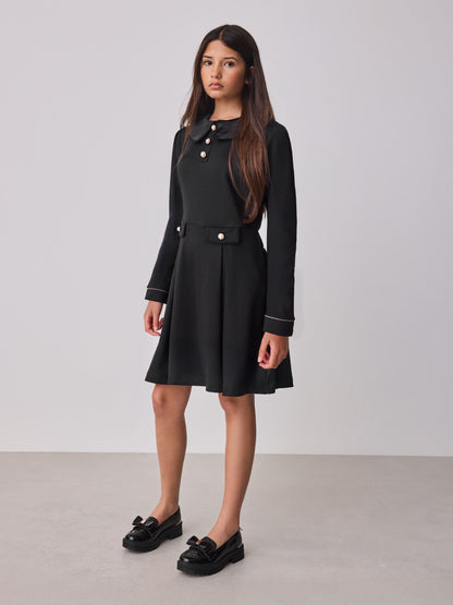 Baker by Ted Baker Satin Collared Ponte Black Dress image 3
