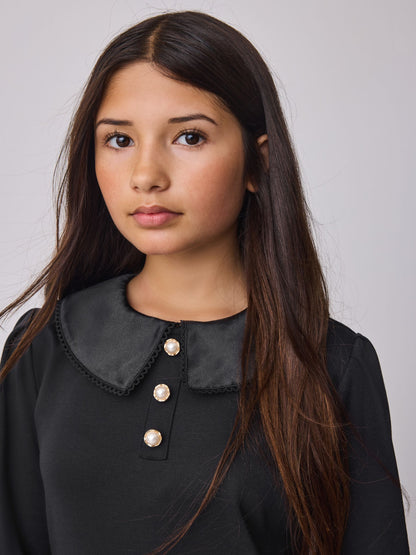 Baker by Ted Baker Satin Collared Ponte Black Dress image 4